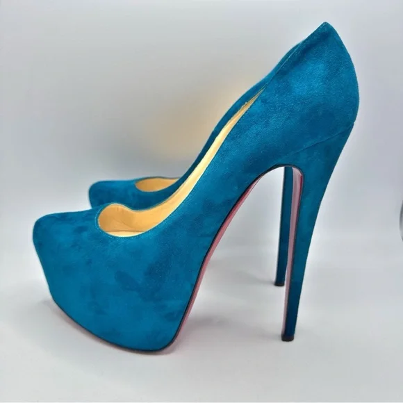 Christian Louboutin Daffodile 160 Suede Peacock Pumps 40 - Picture 1 of 10